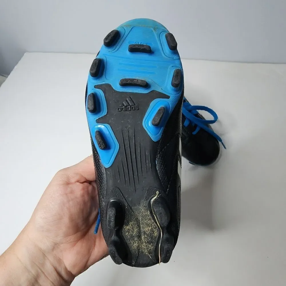 Adidas kids size 10.5 soccer Blue and black and white cleats